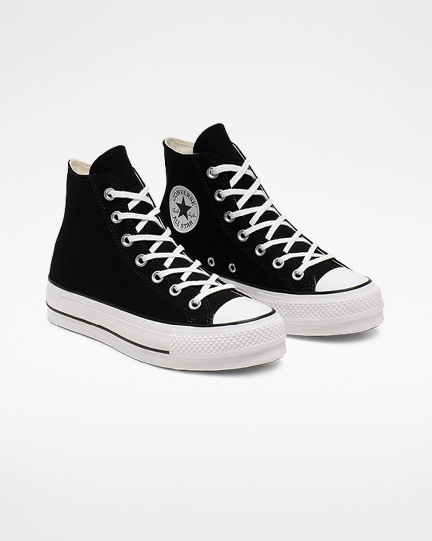 Dámské Boty Na Platformy Converse Chuck Taylor All Star Lift Platene Vysoké Černé Bílé | CZ H31PG24